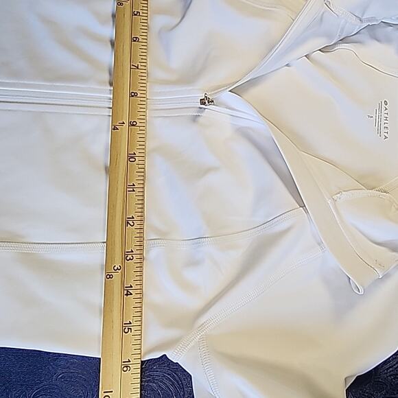 Athleta Hope Yoga Jacket White Full Zip Stretch Size Small Removable Hoodie - Picture 4 of 9